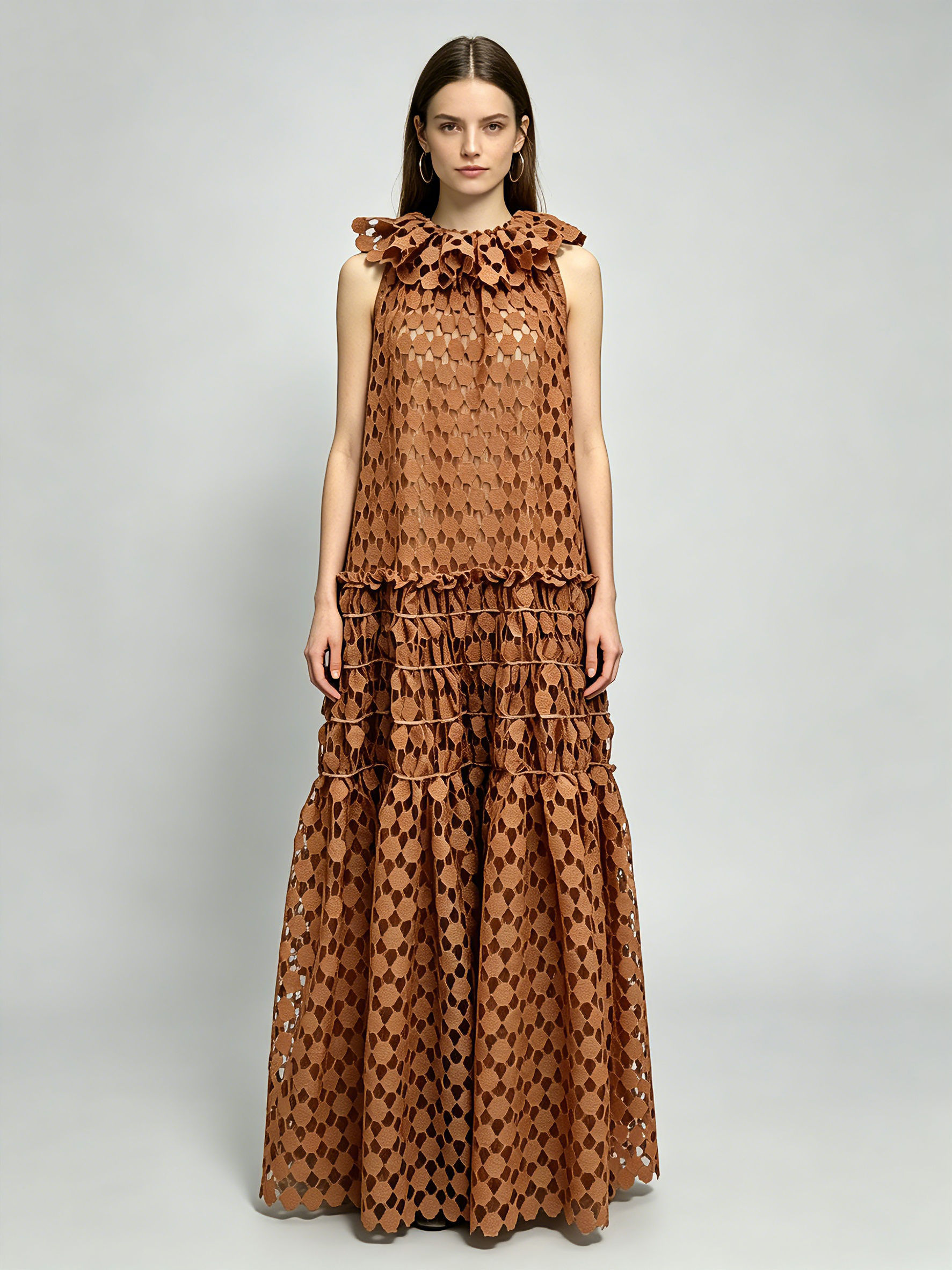 TWOTWINSTYLE Round Neck Sleeveles Patchwork Wafer Vintage Dress