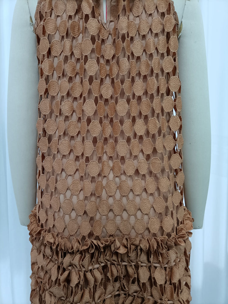 TWOTWINSTYLE Round Neck Sleeveles Patchwork Wafer Vintage Dress