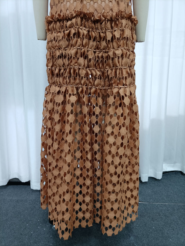 TWOTWINSTYLE Round Neck Sleeveles Patchwork Wafer Vintage Dress