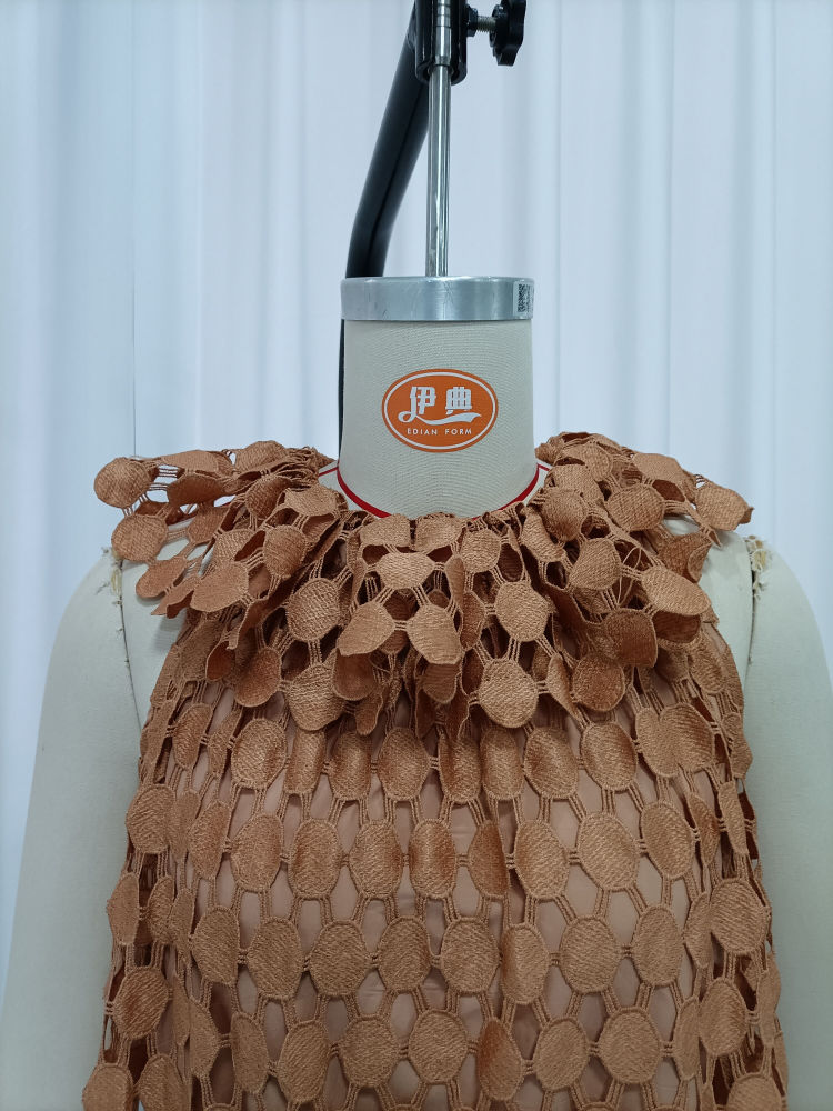 TWOTWINSTYLE Round Neck Sleeveles Patchwork Wafer Vintage Dress