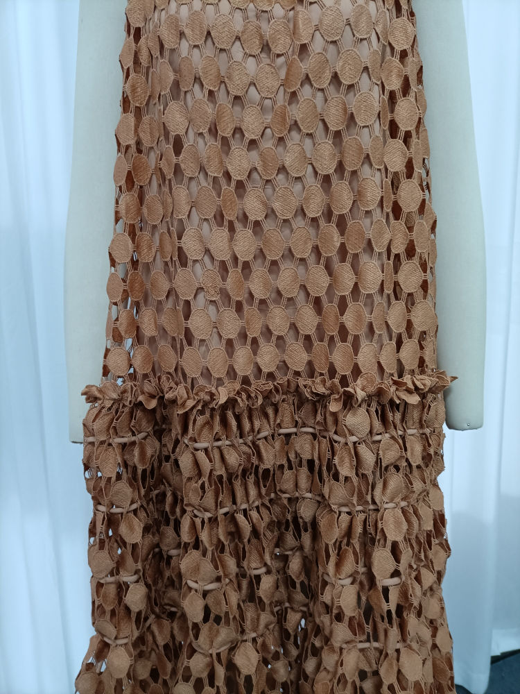 TWOTWINSTYLE Round Neck Sleeveles Patchwork Wafer Vintage Dress
