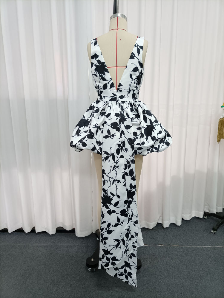 TWOTWINSTYLE Sleeveles Hit Color Asymmetrical Hem Design Dress