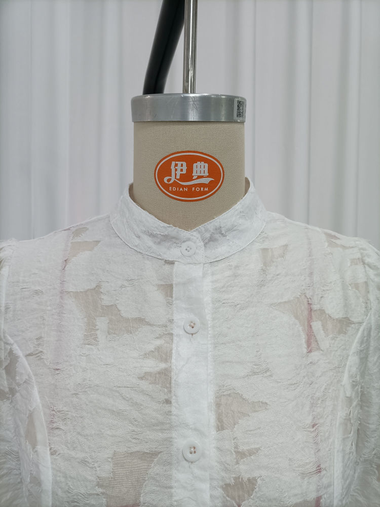 TWOTWINSTYLE Solid Stand Collar Long Sleeve Casual Shirt