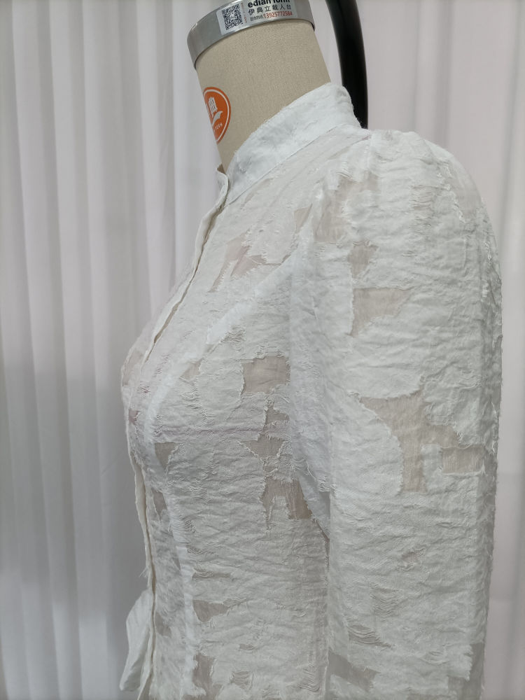 TWOTWINSTYLE Solid Stand Collar Long Sleeve Casual Shirt