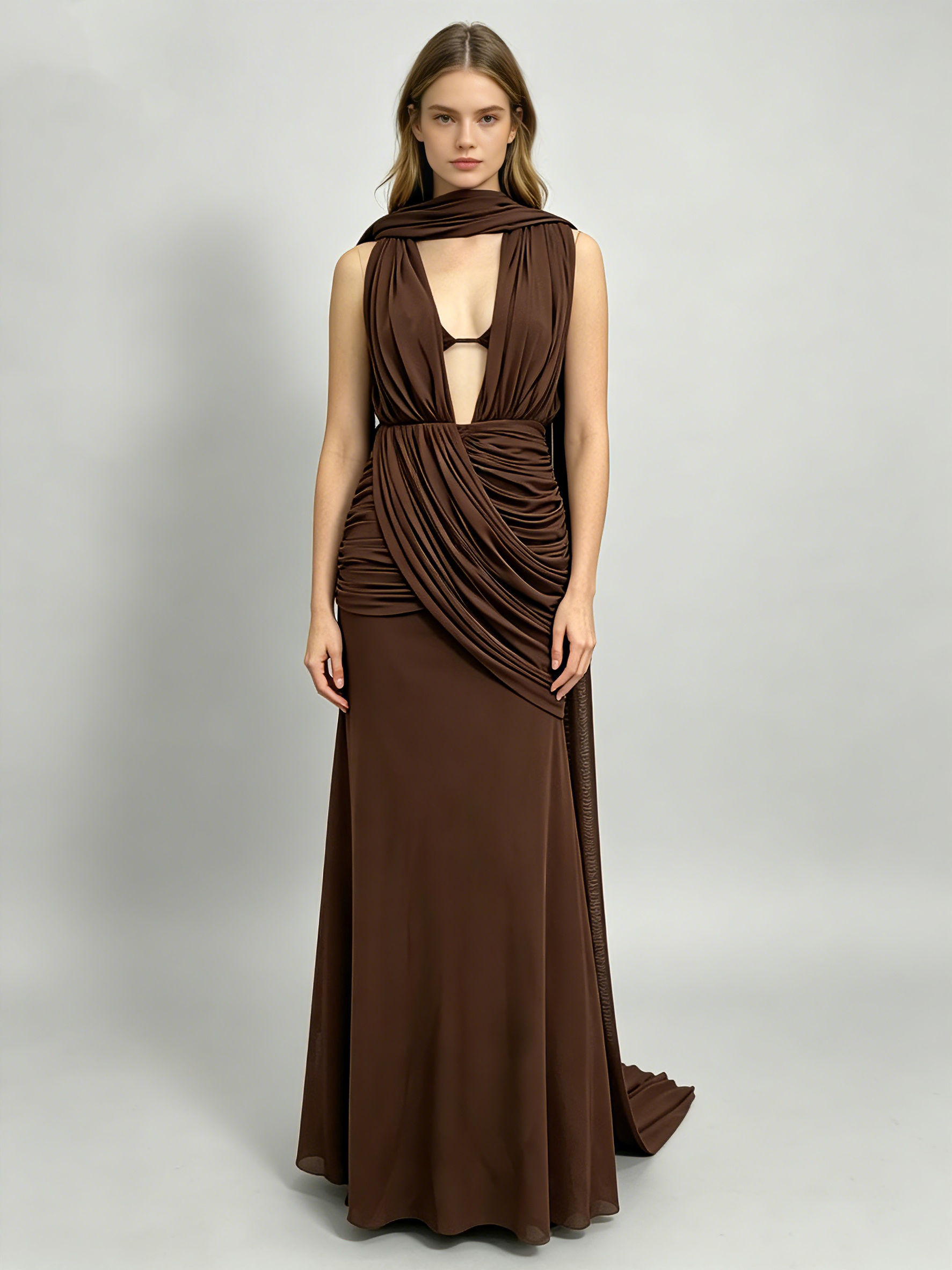 TWOTWINSTYLE Solid V Neck Sleeveles Spliced Mesh Sexy Dress