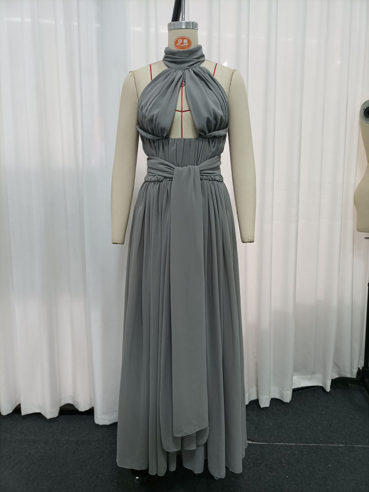 TWOTWINSTYLE Stand Collar Off Shoulder Hollow Out Ruched Vintage Dress