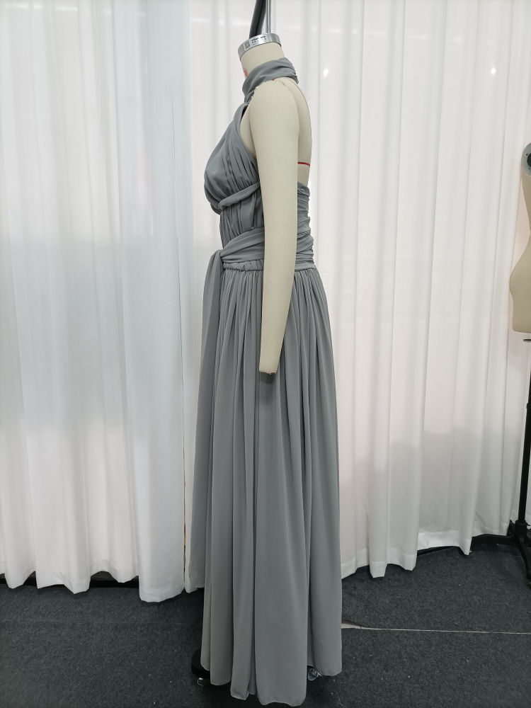 TWOTWINSTYLE Stand Collar Off Shoulder Hollow Out Ruched Vintage Dress