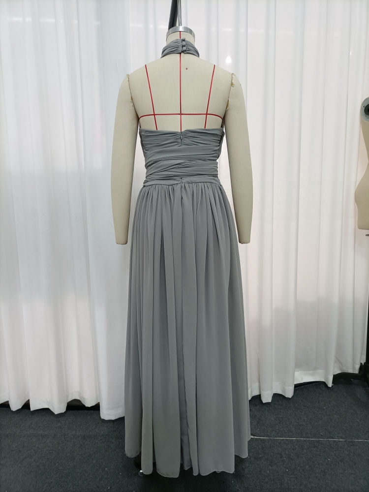 TWOTWINSTYLE Stand Collar Off Shoulder Hollow Out Ruched Vintage Dress
