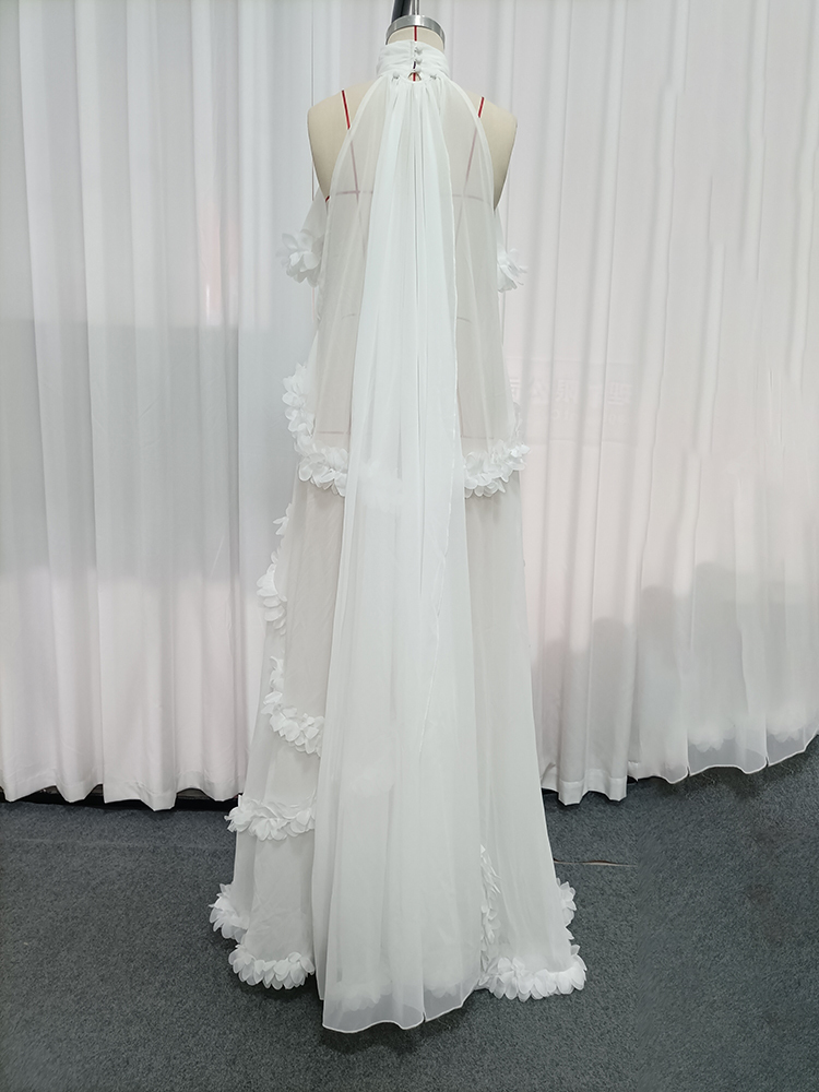 TWOTWINSTYLE Turtleneck Off Shoulder Spliced Flower Chiffon Maxi Dress