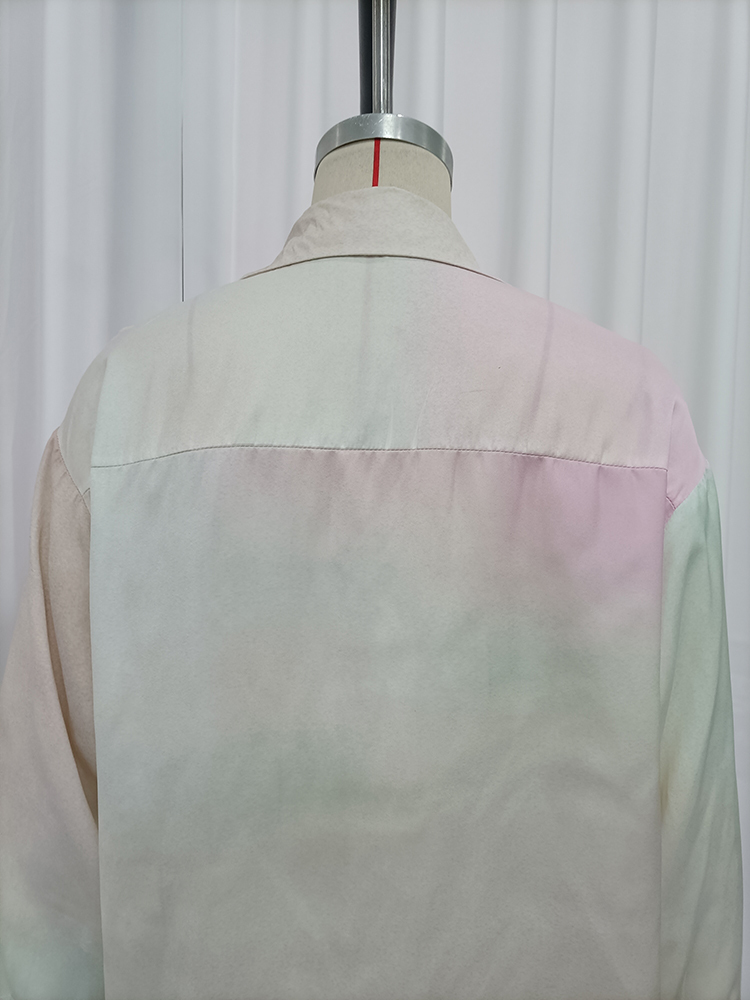 TWOTWINSTYLE Lapel Long Sleeves Shirt High Waist Wide Leg Pants Tie Dye Set