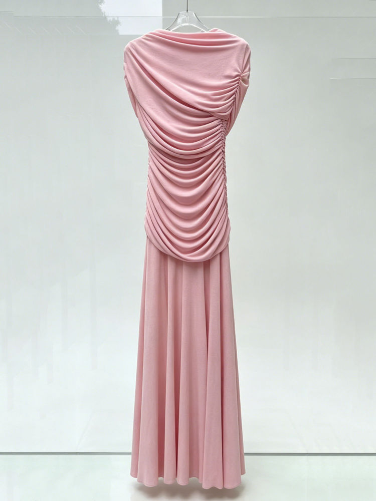 TWOTWINSTYLE Stand Collar Sleeveless Slimming Vintage Dress