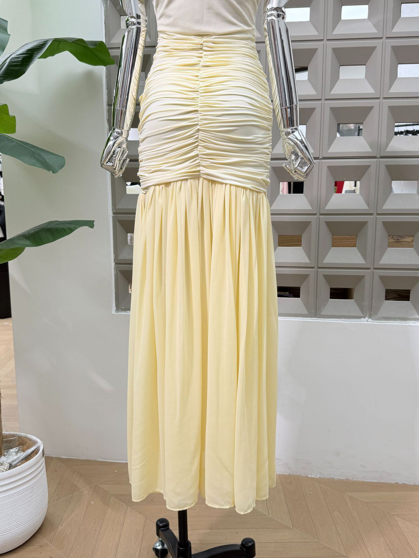 TWOTWINSTYLE Off Shoulder Patchwork Shawl Ruched Elegant Dress
