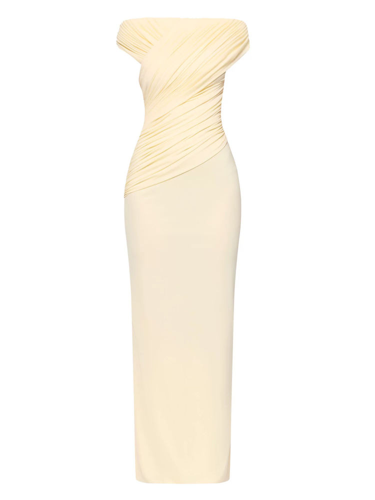TWOTWINSTYLE Sleeveles Ruched High Waist Design Dress