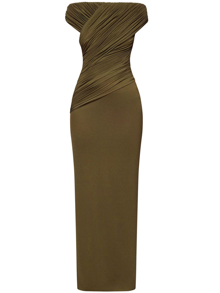 TWOTWINSTYLE Sleeveles Ruched High Waist Design Dress