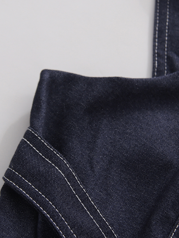 TWOTWINSTYLE Solid Sleeveles High Waist Designer Denim Dress