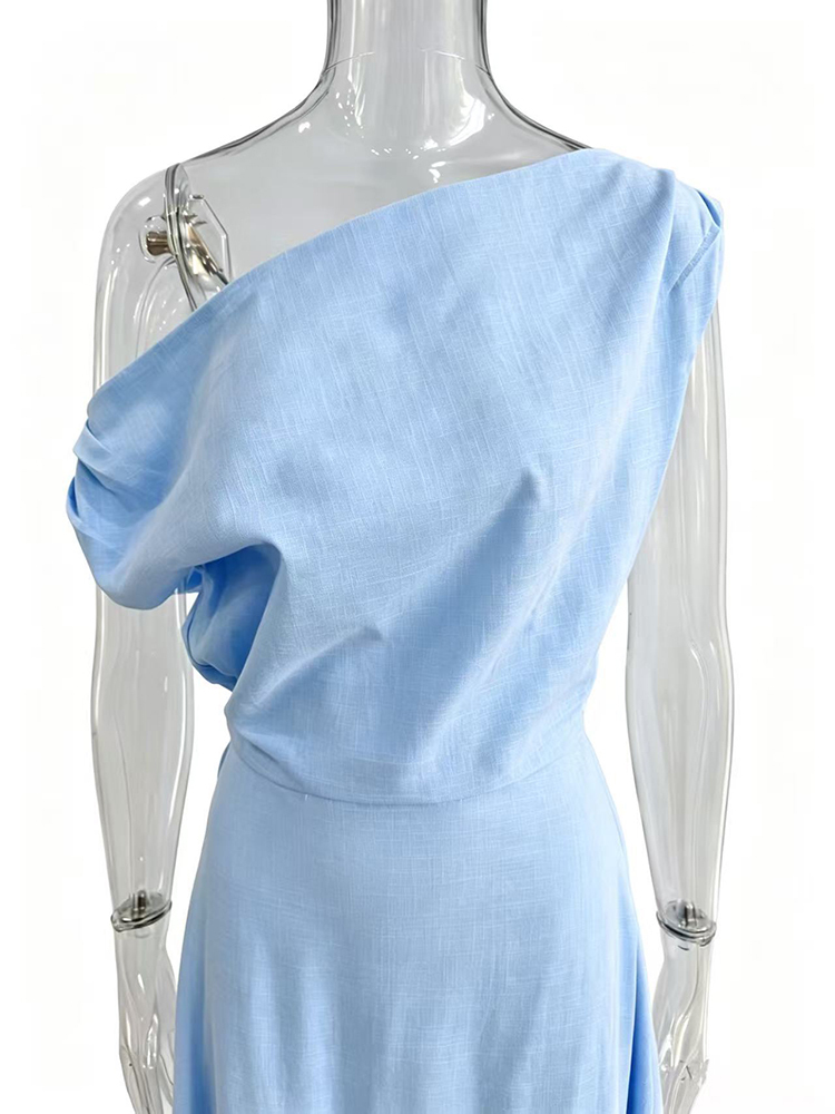 TWOTWINSTYLE Asymmetrical One-Shoulder Tunic Elegant Dress