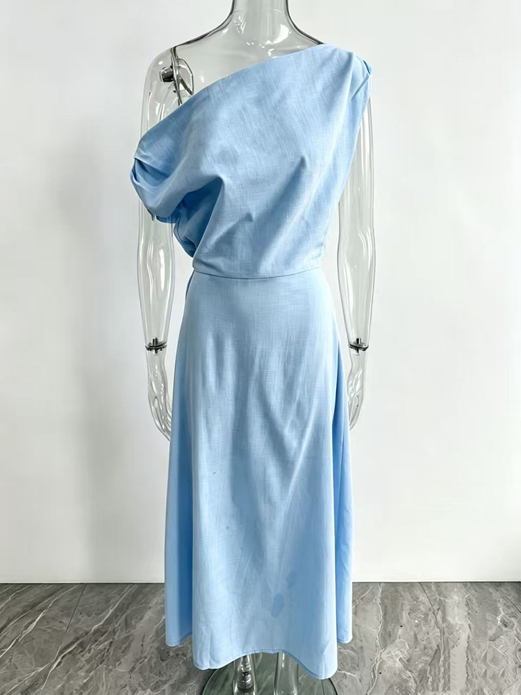 TWOTWINSTYLE Asymmetrical One-Shoulder Tunic Elegant Dress