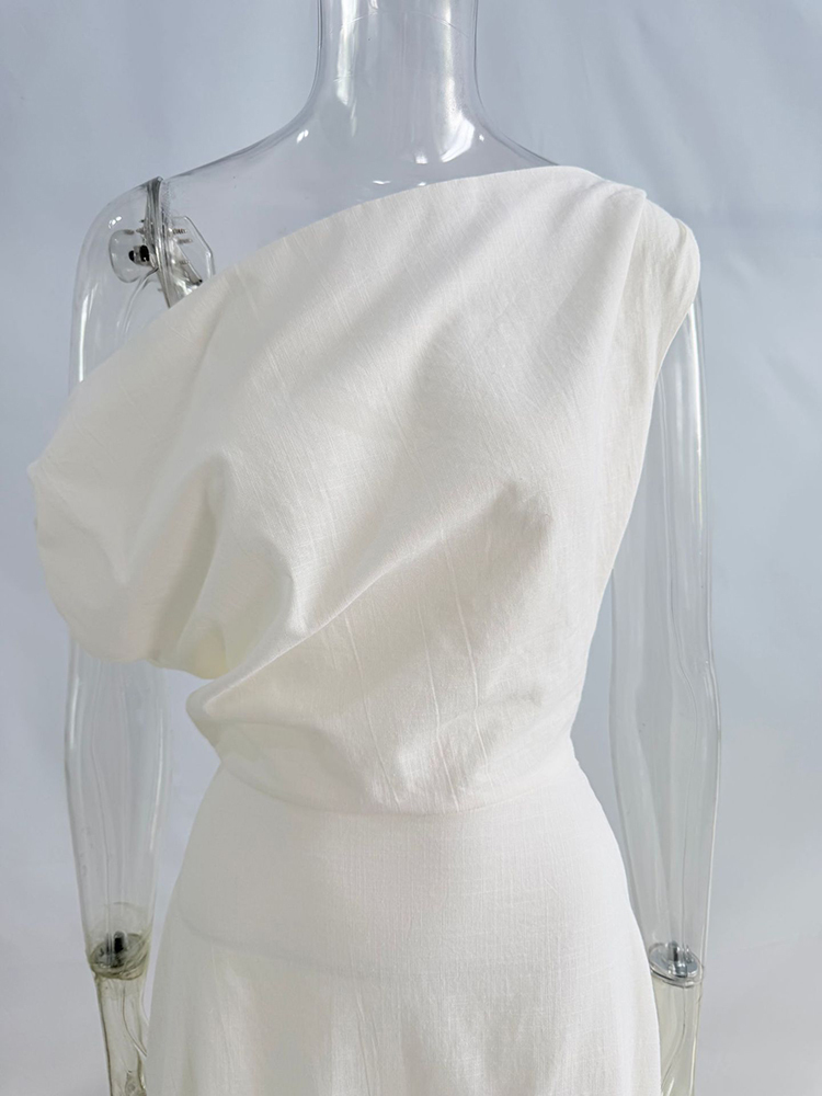 TWOTWINSTYLE Asymmetrical One-Shoulder Tunic Elegant Dress