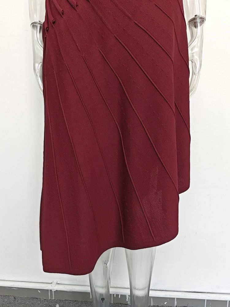 TWOTWINSTYLE Sleeveles High Waist Pleated Irregular Hem Design Dress