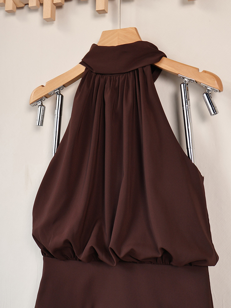 TWOTWINSTYLE Halter Neck Tunic Solid Fashion Mini Dress