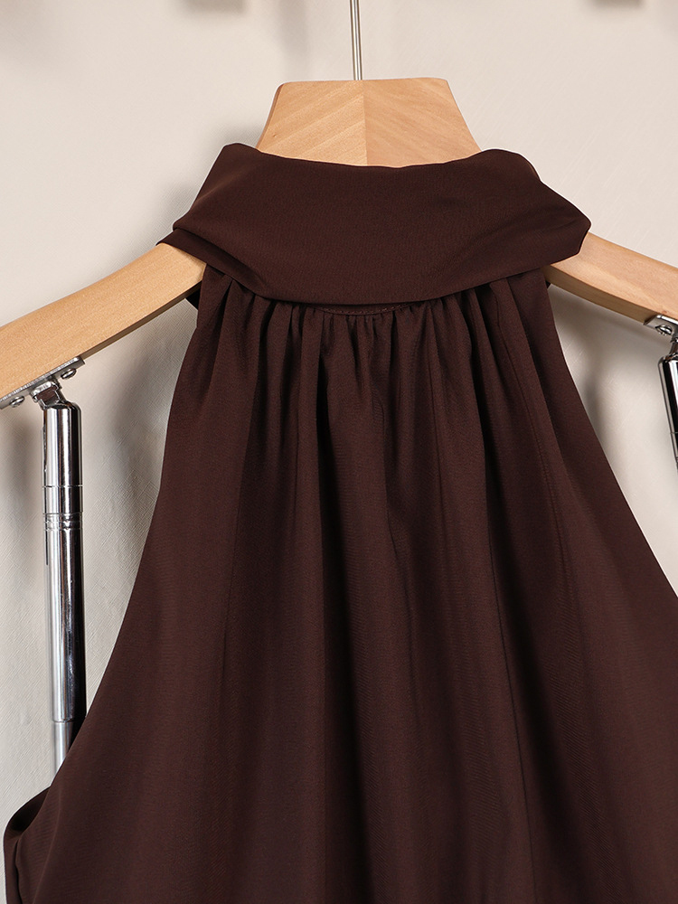 TWOTWINSTYLE Halter Neck Tunic Solid Fashion Mini Dress