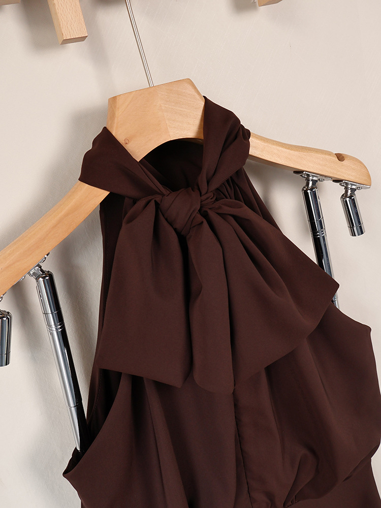 TWOTWINSTYLE Halter Neck Tunic Solid Fashion Mini Dress