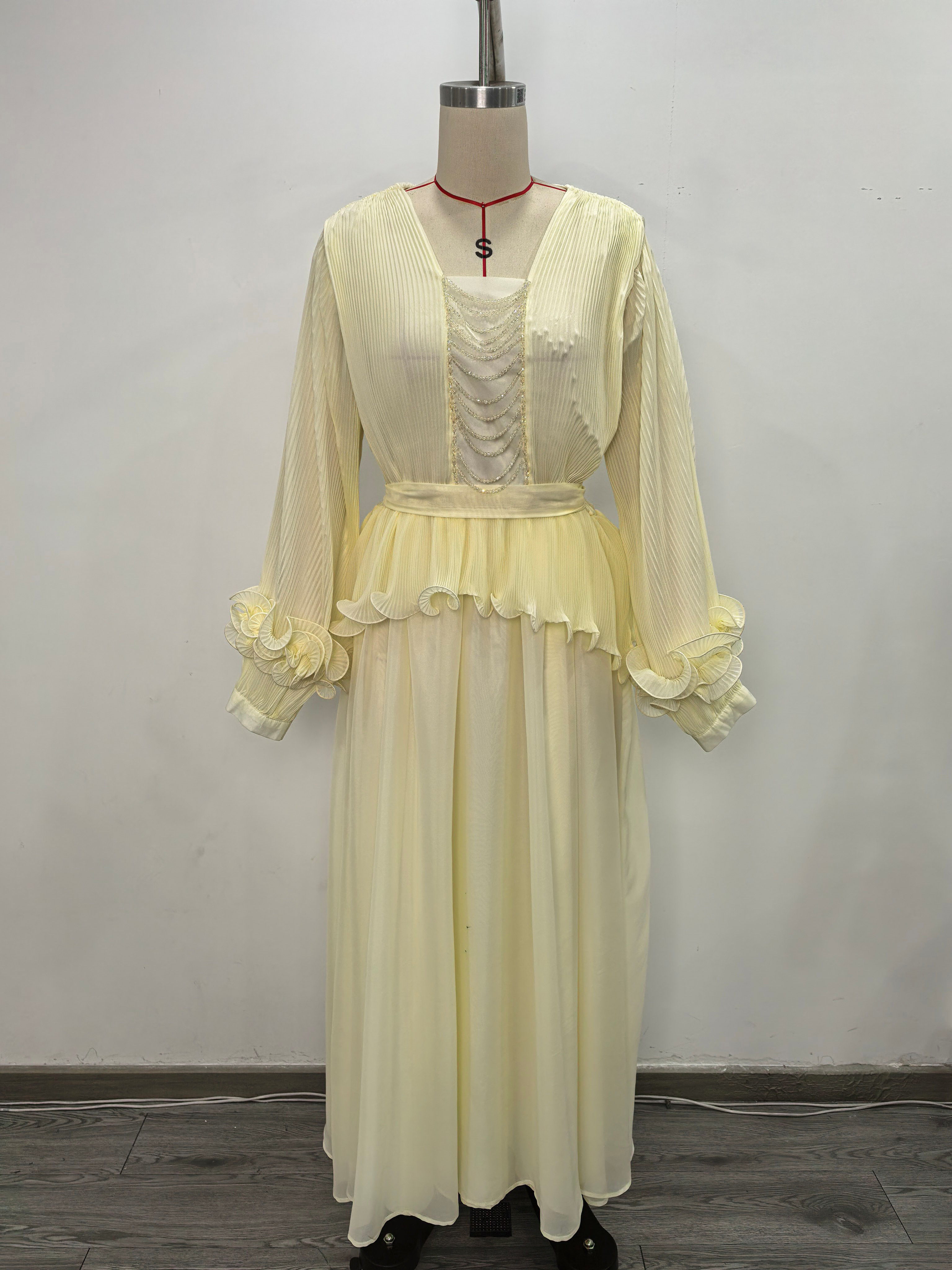 TWOTWINSTYLE Long Sleeve Patchwork Chain Ruffles Tunic Fashion Dress
