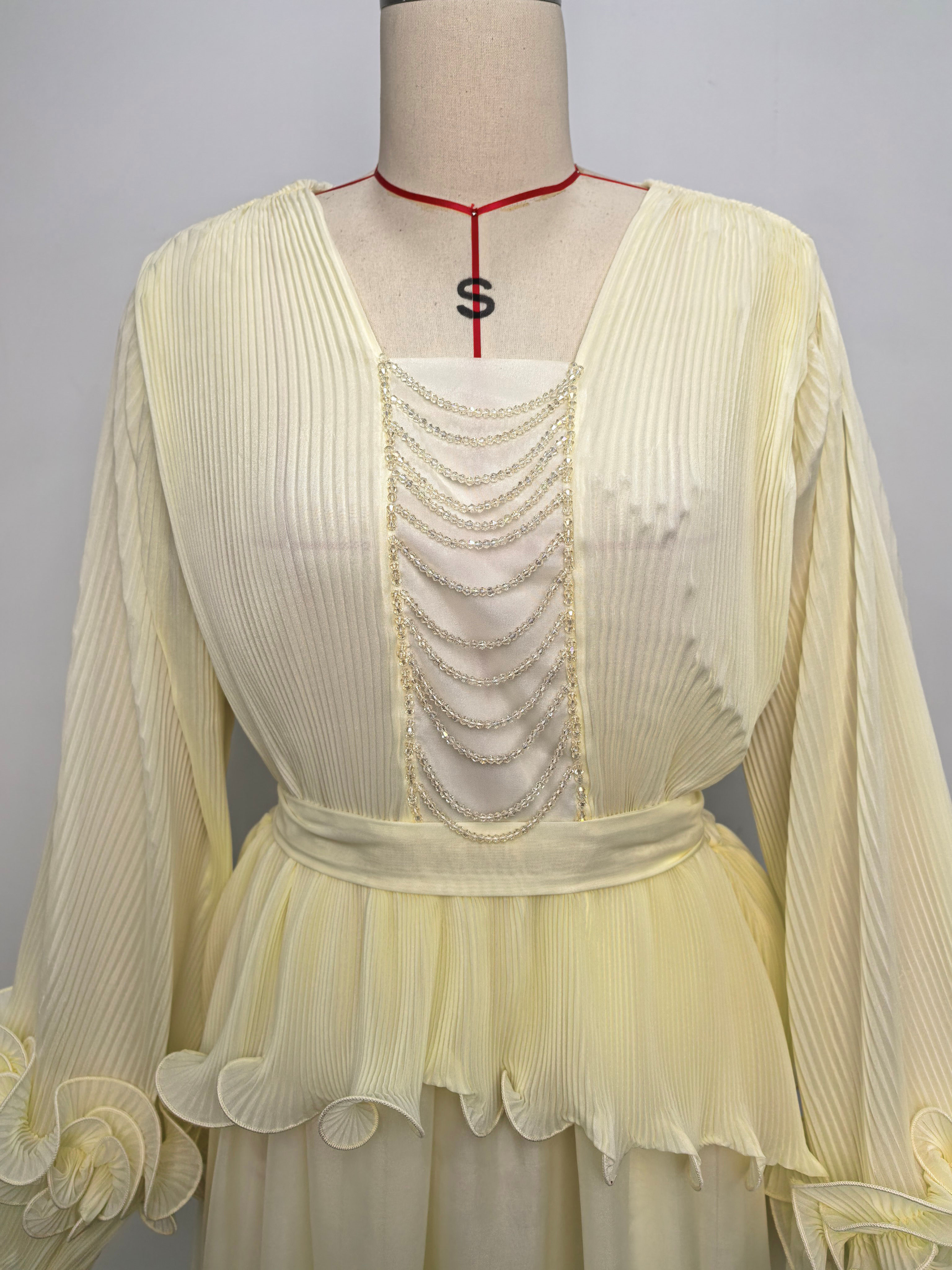 TWOTWINSTYLE Long Sleeve Patchwork Chain Ruffles Tunic Fashion Dress