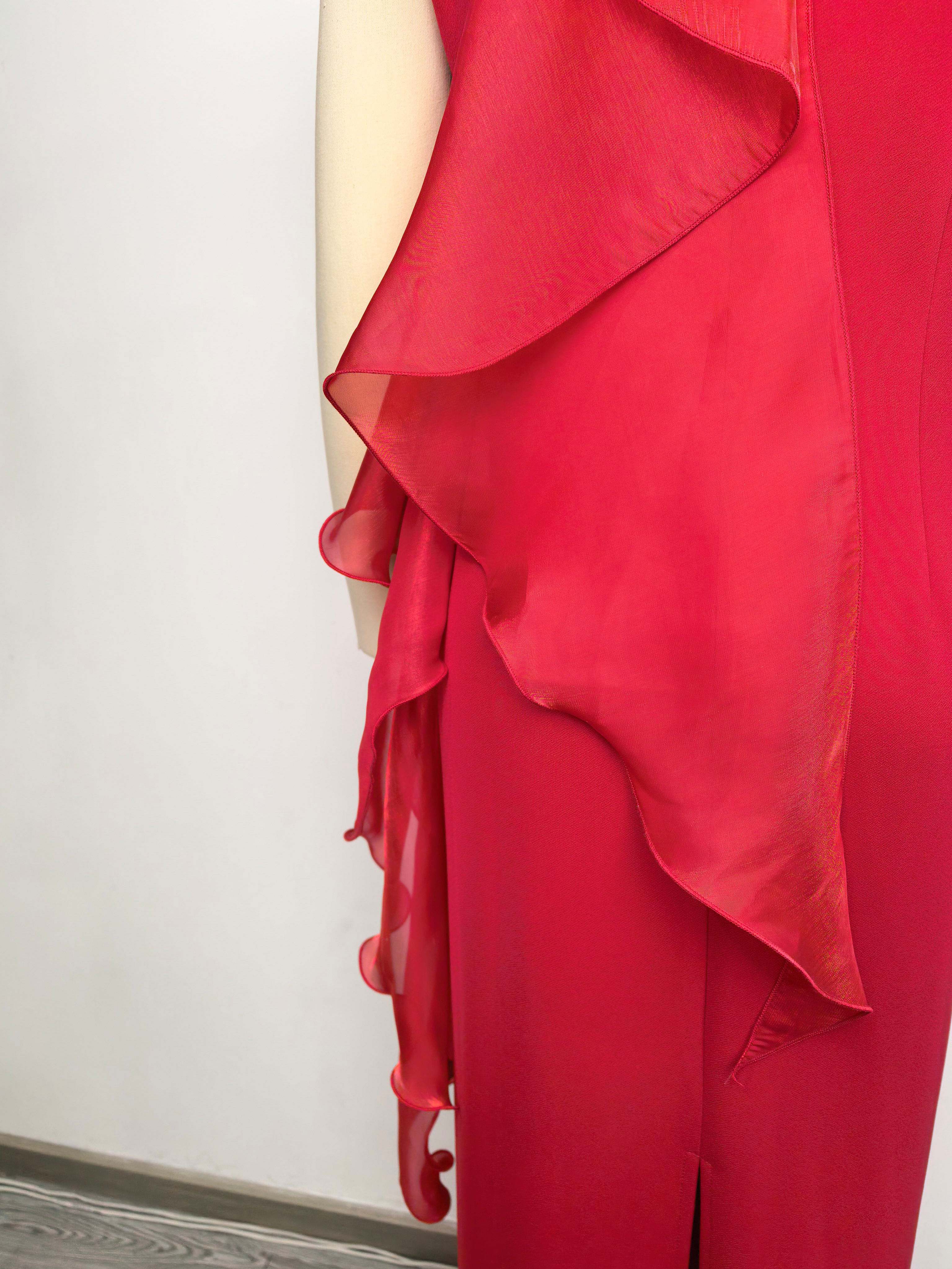 TWOTWINSTYLE Round Neck Sleeveles Spliced Ruffles Elegant Dress
