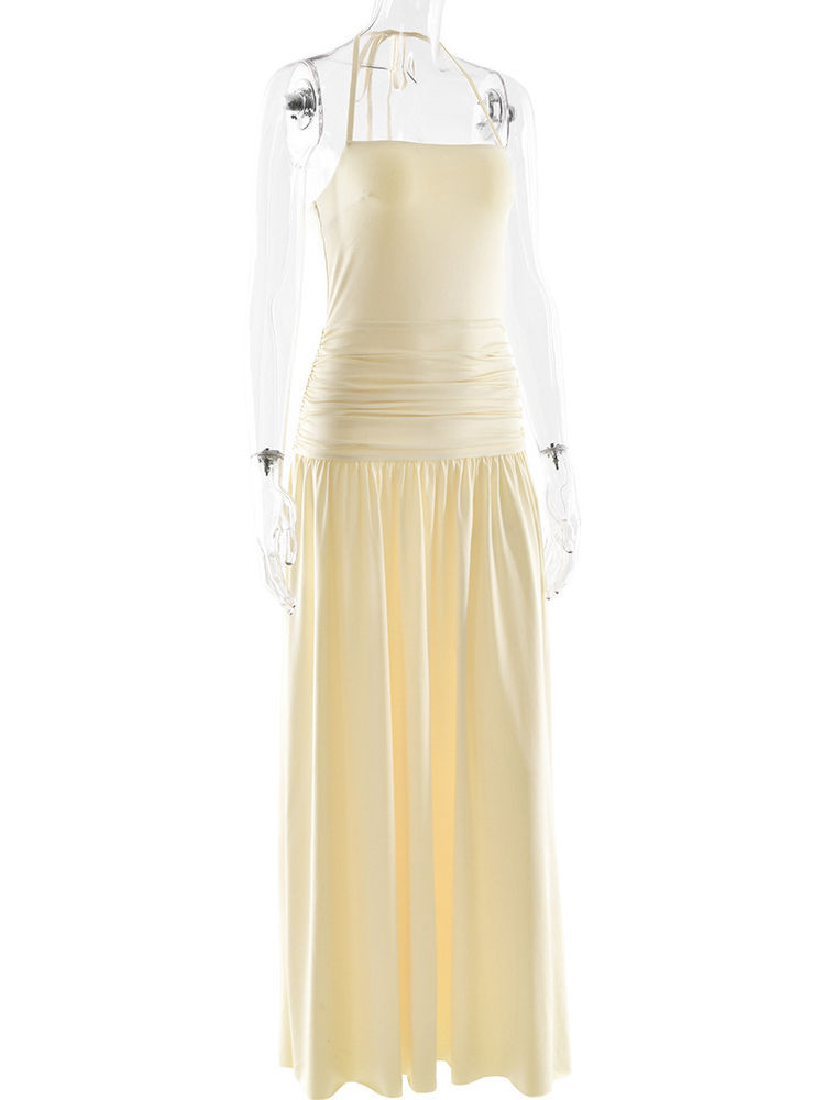 TWOTWINSTYLE Solid Off Shoulder Ruched High Waist Chic Dress