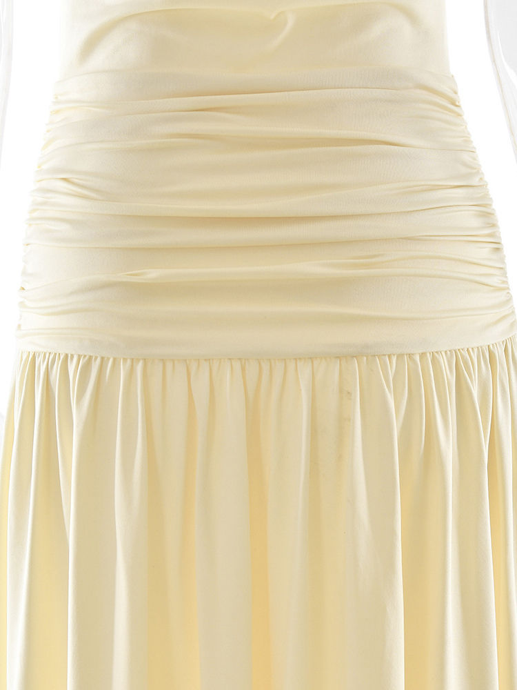 TWOTWINSTYLE Solid Off Shoulder Ruched High Waist Chic Dress