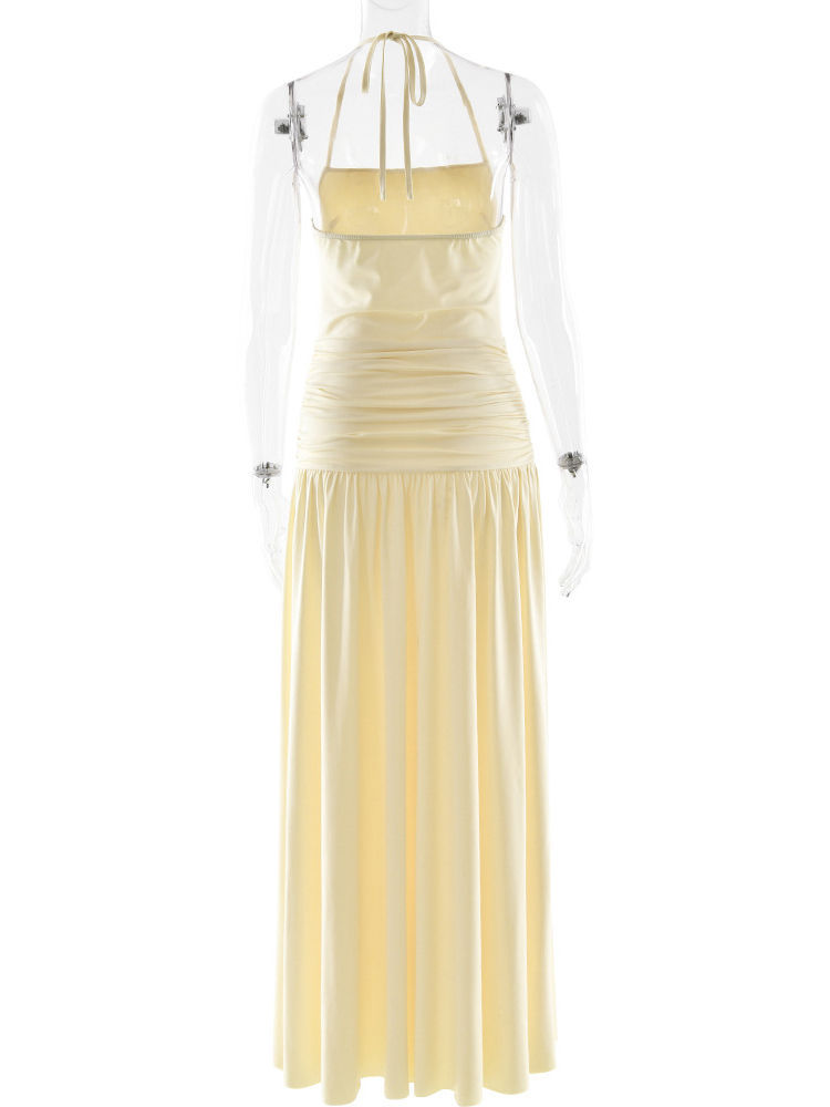 TWOTWINSTYLE Solid Off Shoulder Ruched High Waist Chic Dress