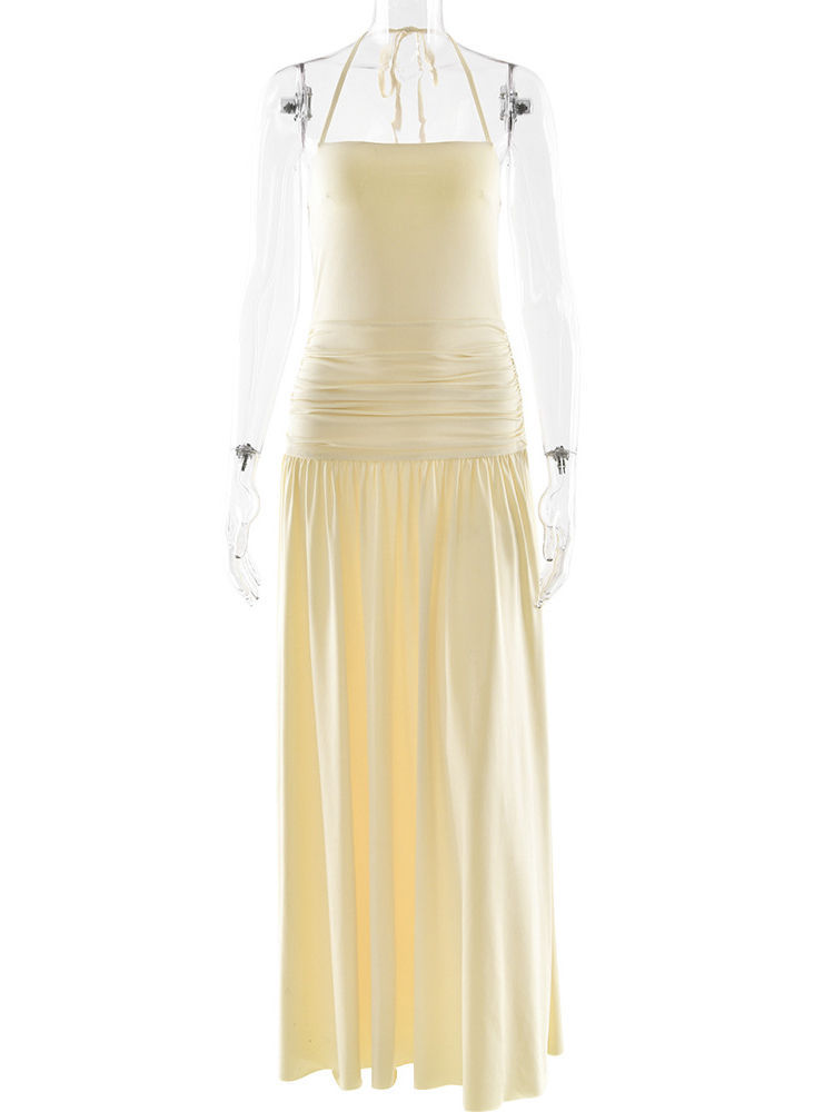 TWOTWINSTYLE Solid Off Shoulder Ruched High Waist Chic Dress