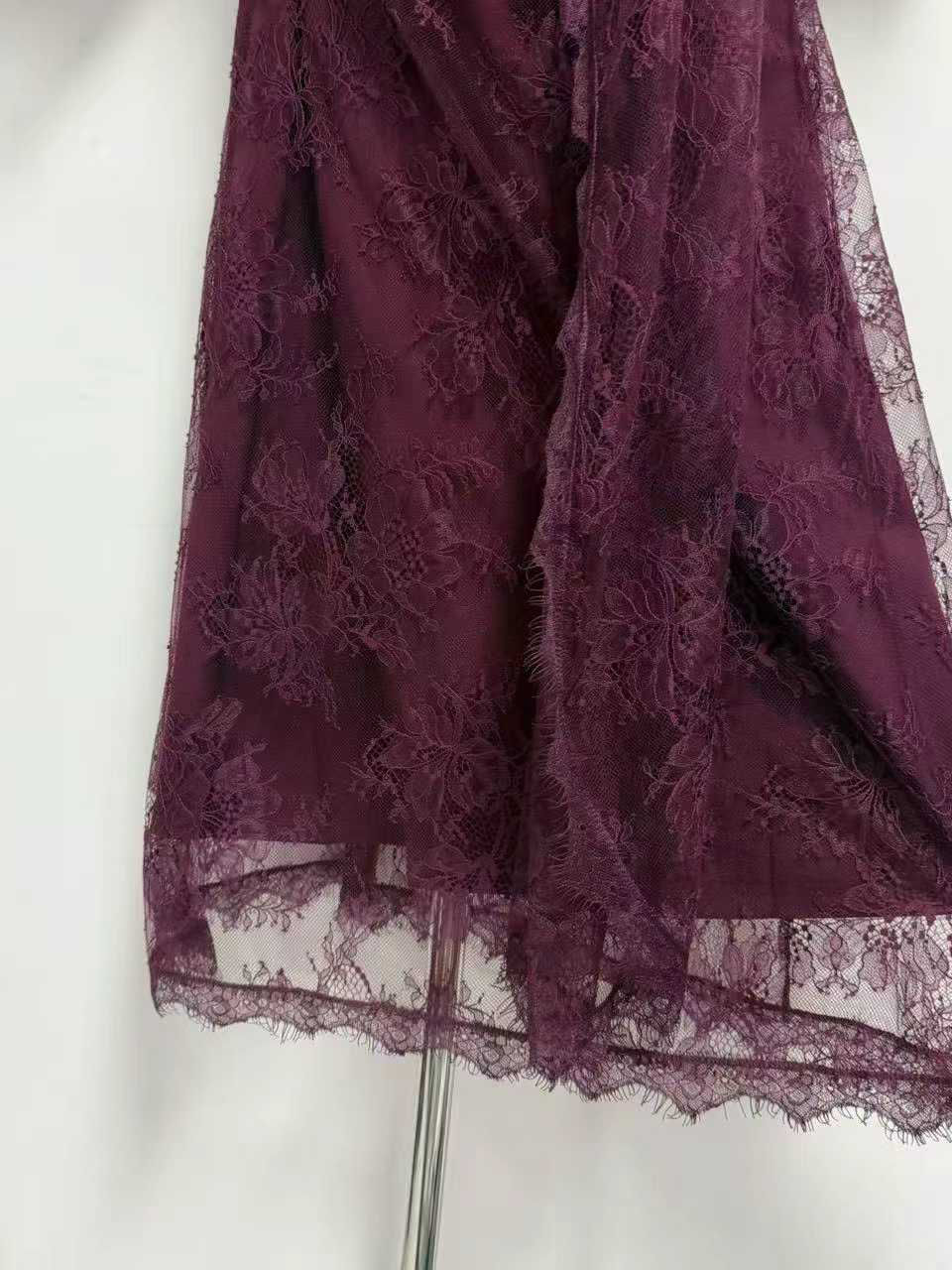 TWOTWINSTYLE Stand Collar Bell Sleeve Tunic Mesh Vintage Dress
