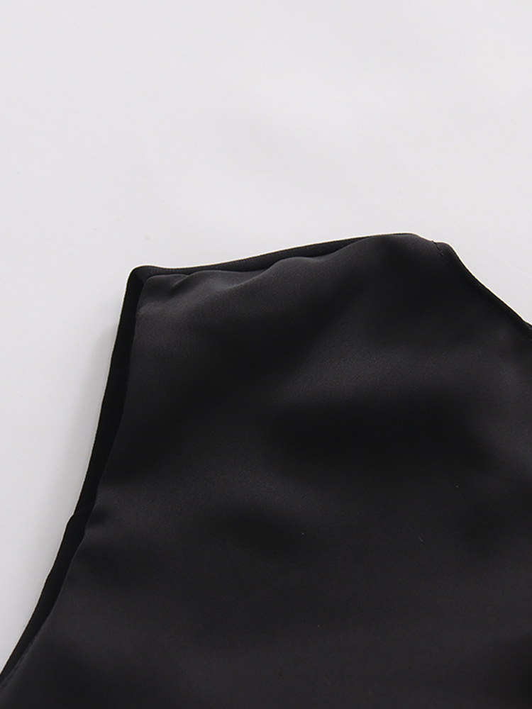 TWOTWINSTYLE Solid Sleeveles Irregular Neck Vintage Dress