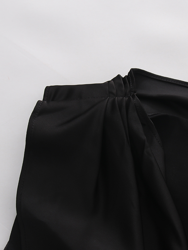 TWOTWINSTYLE Solid Sleeveles Irregular Neck Vintage Dress