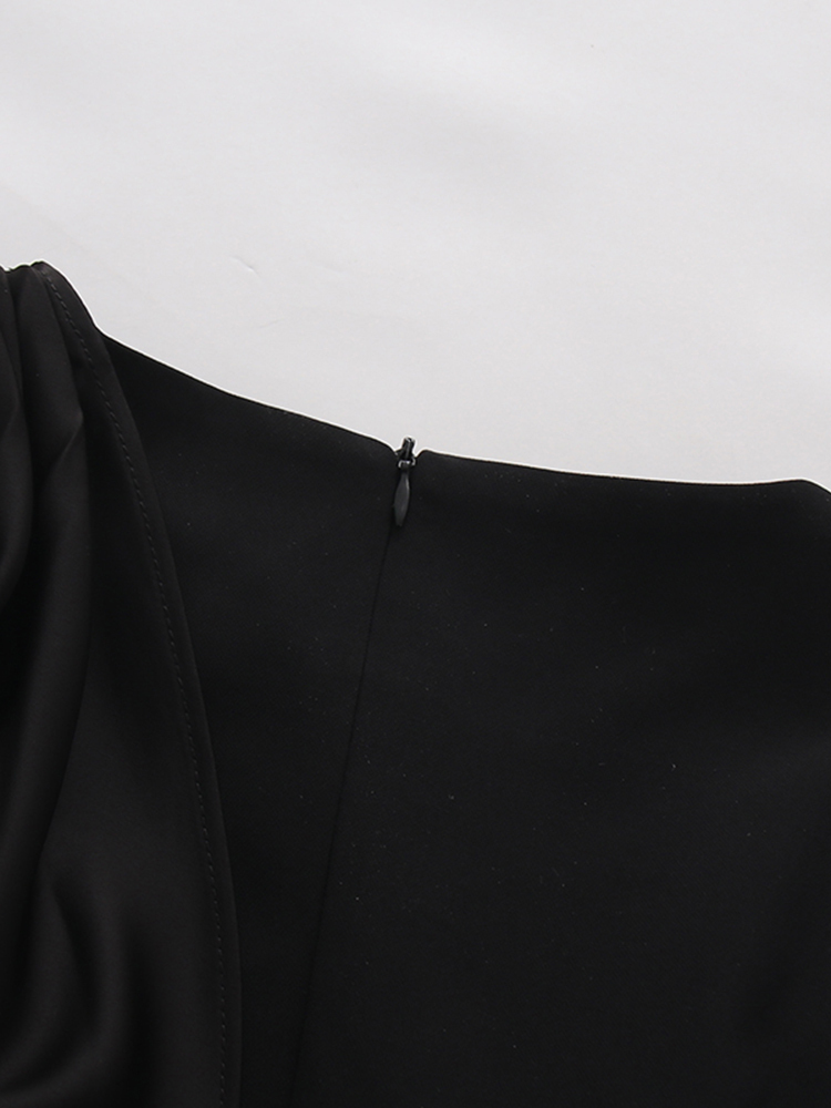 TWOTWINSTYLE Solid Sleeveles Irregular Neck Vintage Dress