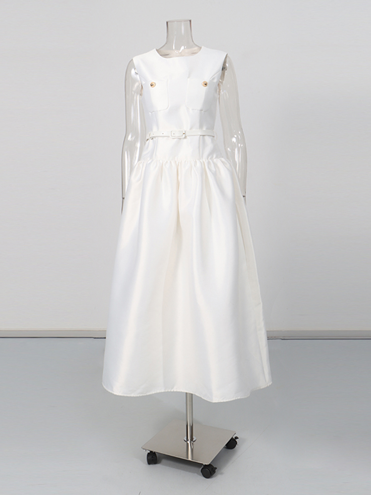 TWOTWINSTYLE Minimalist Sleeveless High Waist Elegant Dress