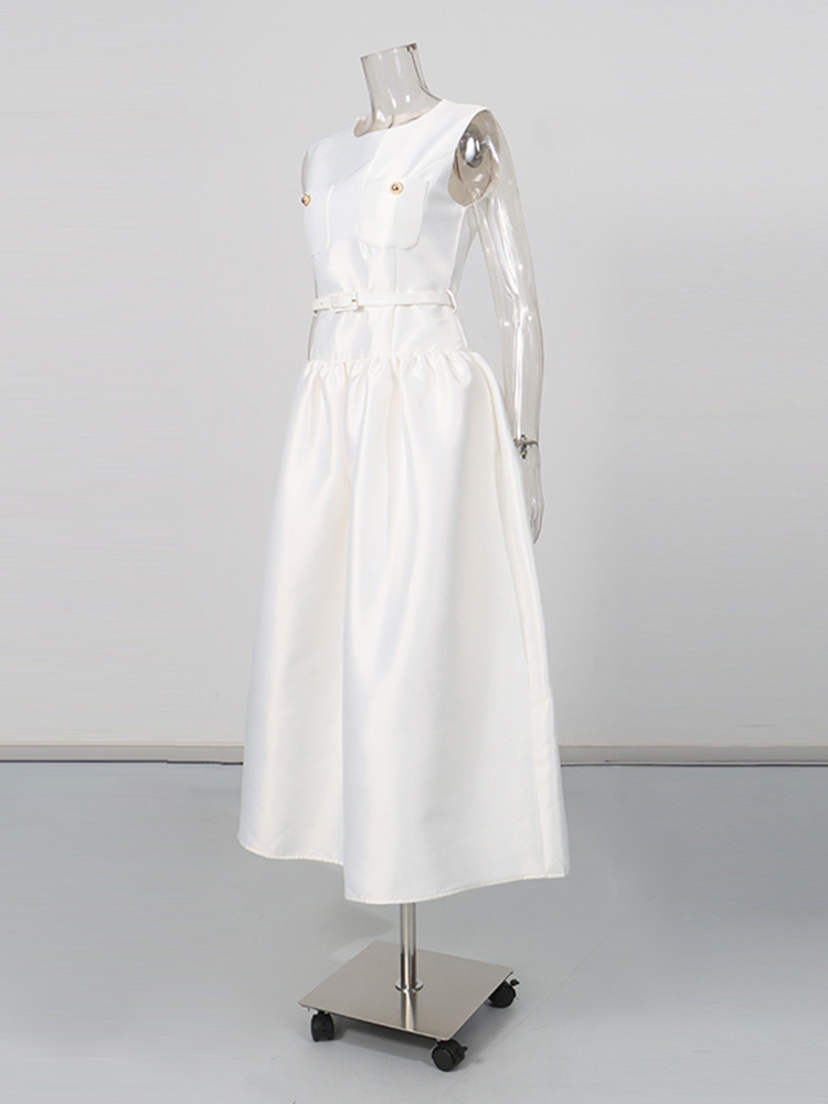 TWOTWINSTYLE Minimalist Sleeveless High Waist Elegant Dress