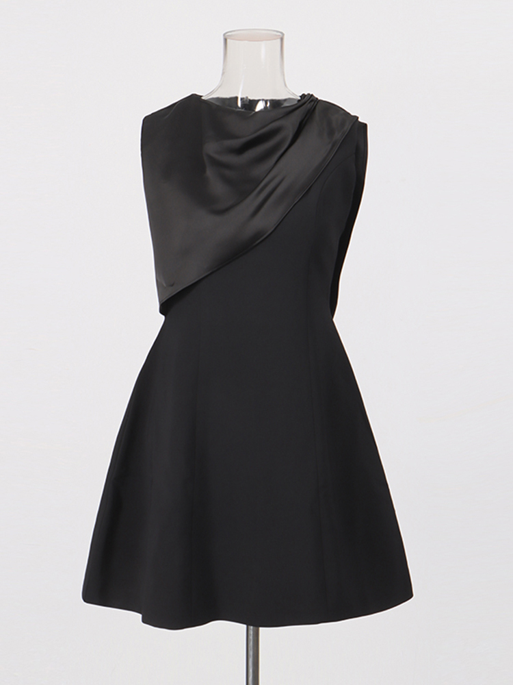 TWOTWINSTYLE Solid Sleeveles Irregular Neck Vintage Dress