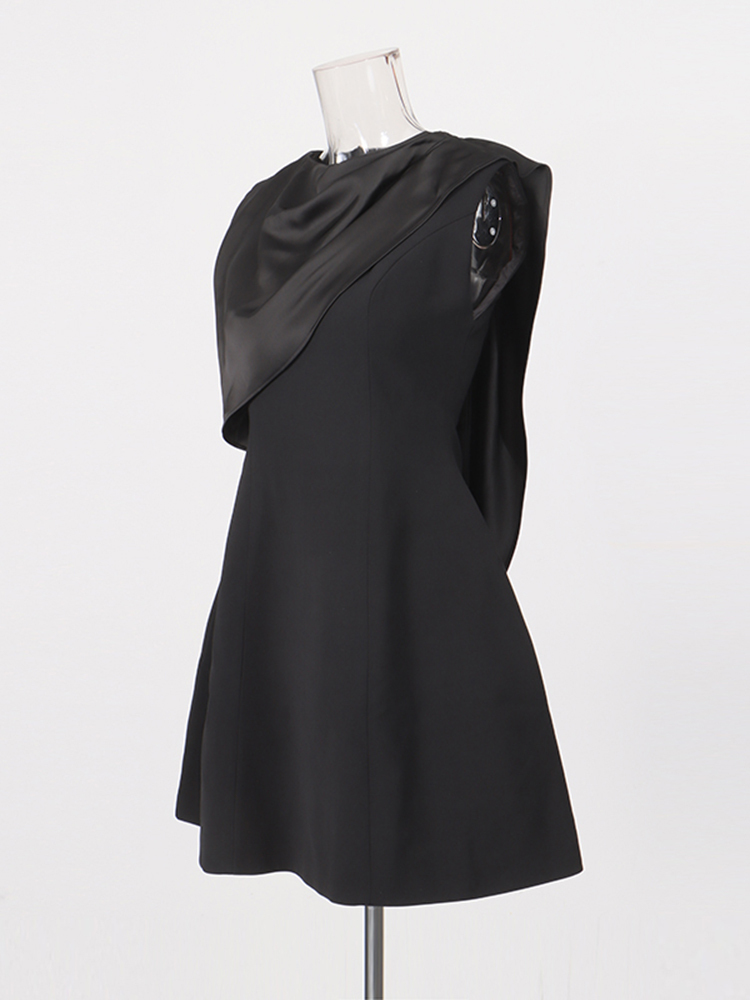 TWOTWINSTYLE Solid Sleeveles Irregular Neck Vintage Dress