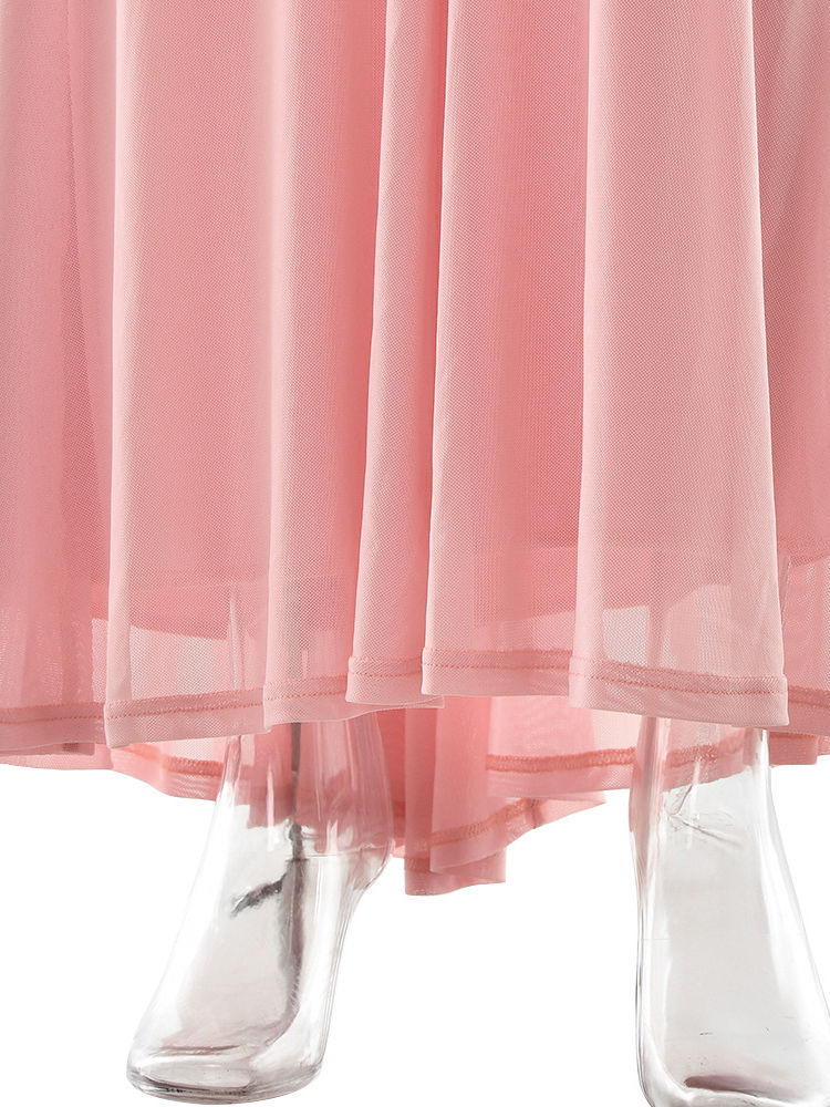TWOTWINSTYLE High Waist Pleated Mesh Slimming Camisole Dress