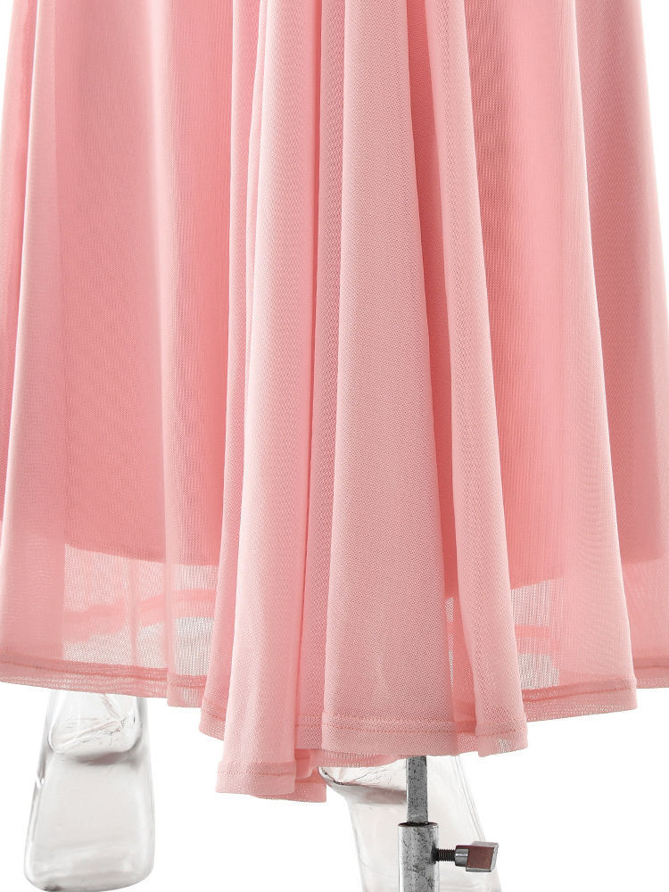 TWOTWINSTYLE High Waist Pleated Mesh Slimming Camisole Dress