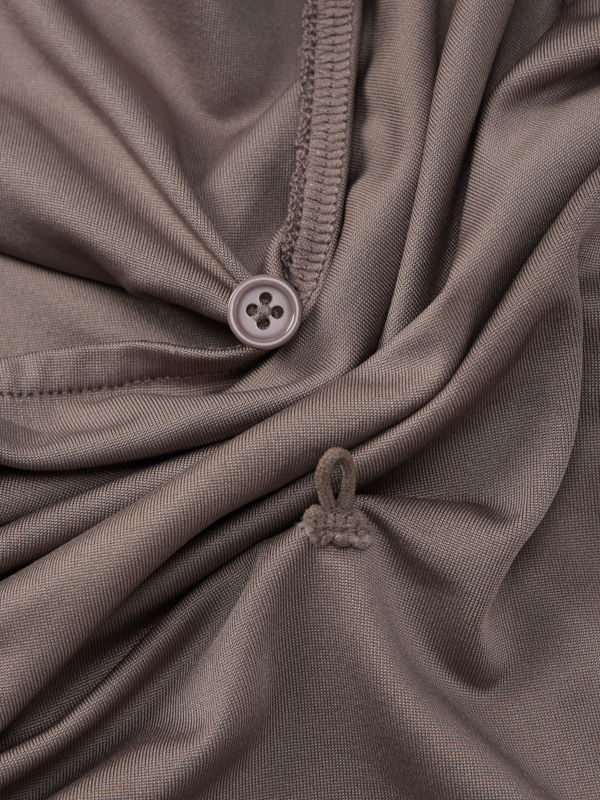 TWOTWINSTYLE Off One Shoulder Hollowed Out Ruched Casual Shirt