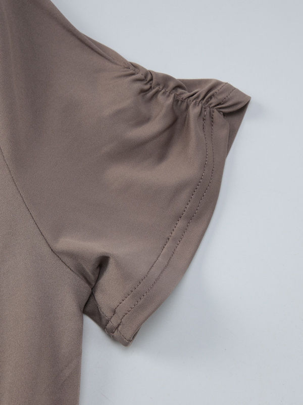 TWOTWINSTYLE Off One Shoulder Hollowed Out Ruched Casual Shirt