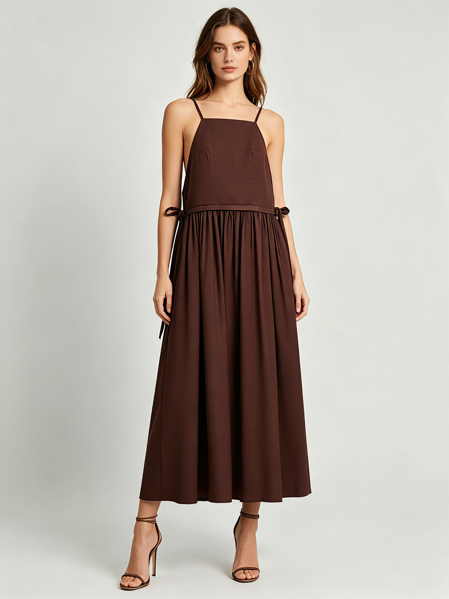 TWOTWINSTYLE Solid Patchwork Lace Up Ruched Vintage Dress