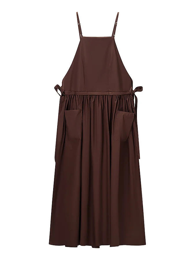 TWOTWINSTYLE Solid Patchwork Lace Up Ruched Vintage Dress