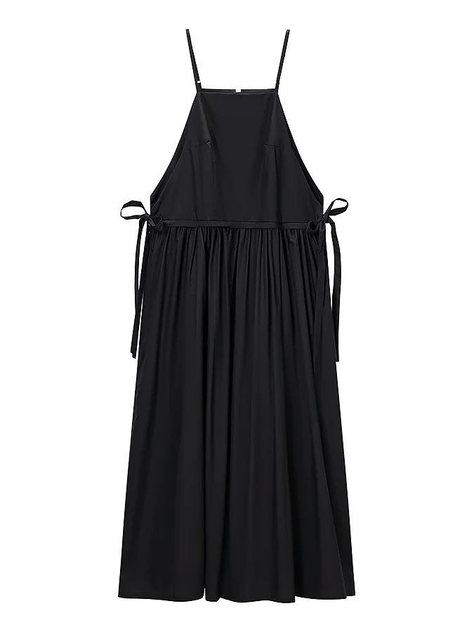 TWOTWINSTYLE Solid Patchwork Lace Up Ruched Vintage Dress