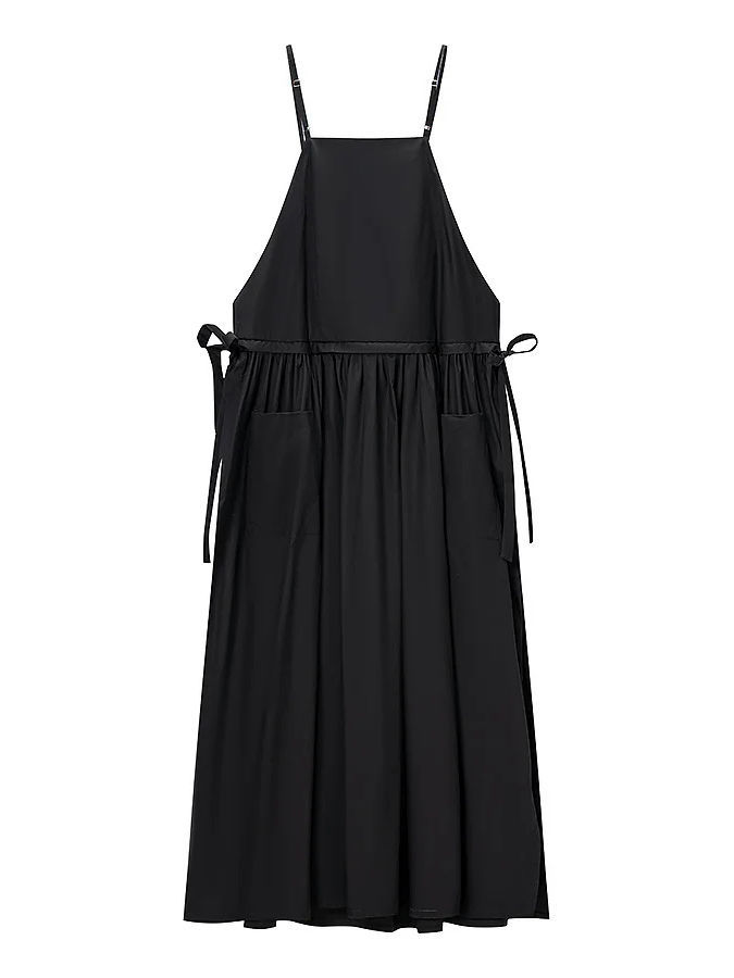 TWOTWINSTYLE Solid Patchwork Lace Up Ruched Vintage Dress