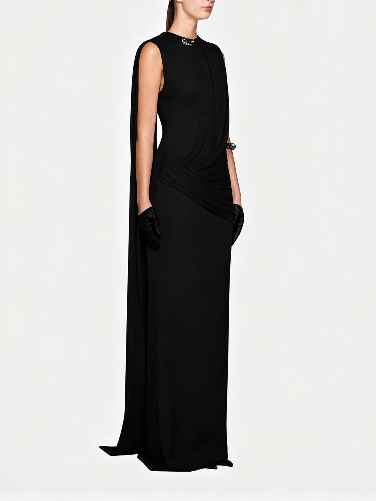 TWOTWINSTYLE Sleeveles Spliced Shawl Ruched Vintage Dress